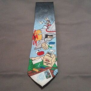 Looney Tunes vintage Stamp Collection Bugs Bunny tie  EUC